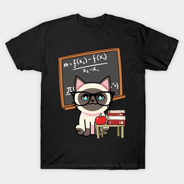 Funny siamese Cat is teaching T-Shirt by Pet Station